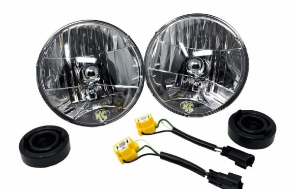 Lampu KC HiLiTES 7″ H4 DOT Halogen Headlights – Driving Beam – Pair – 07-18 Jeep JK