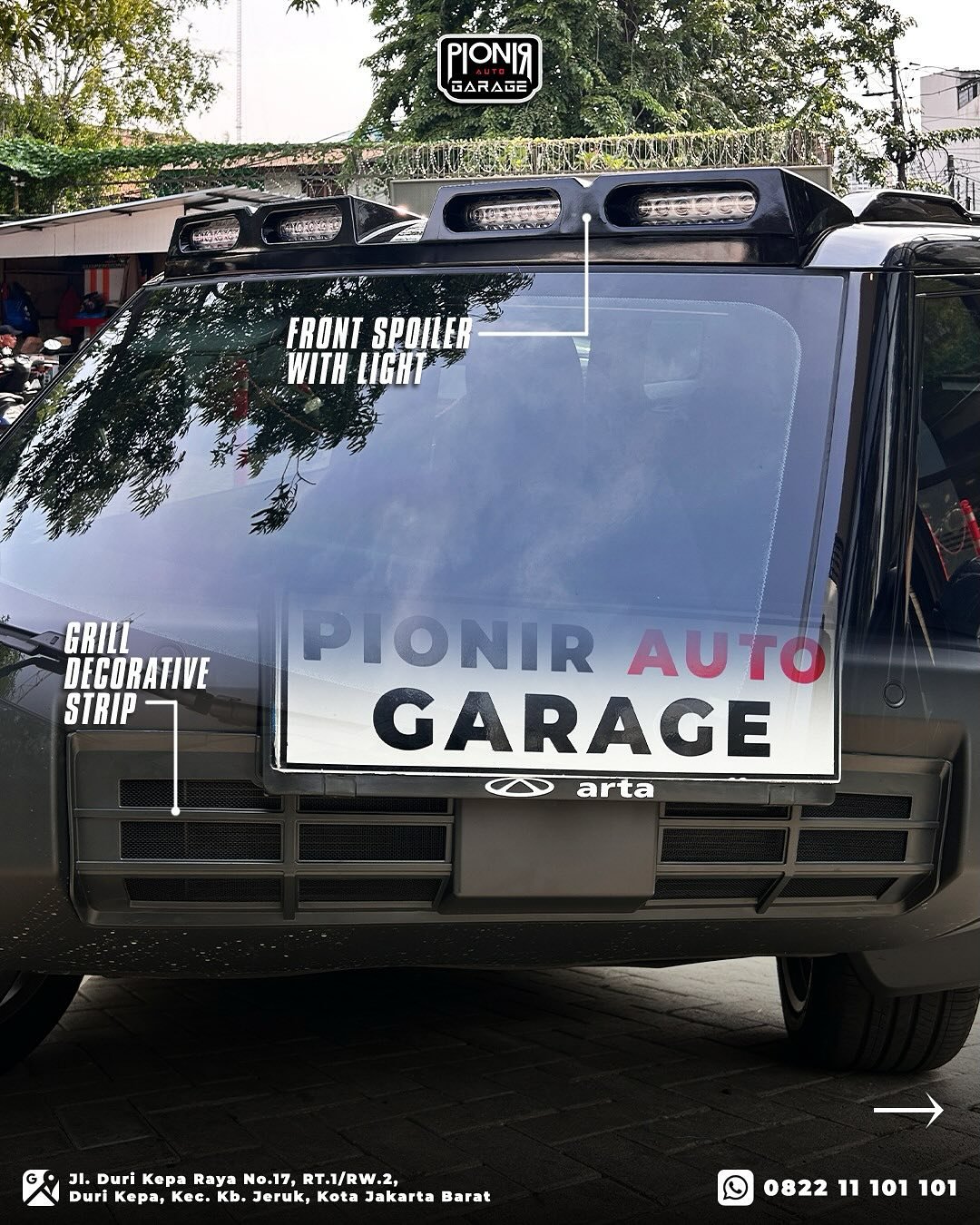 Front Spoiler With Light & Grill Decorative Strip